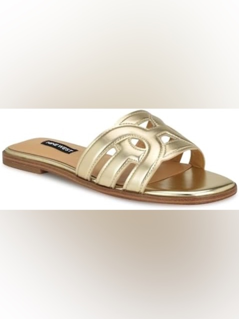 🌺 NWOT Nine West Gold Geena flat slide sandals